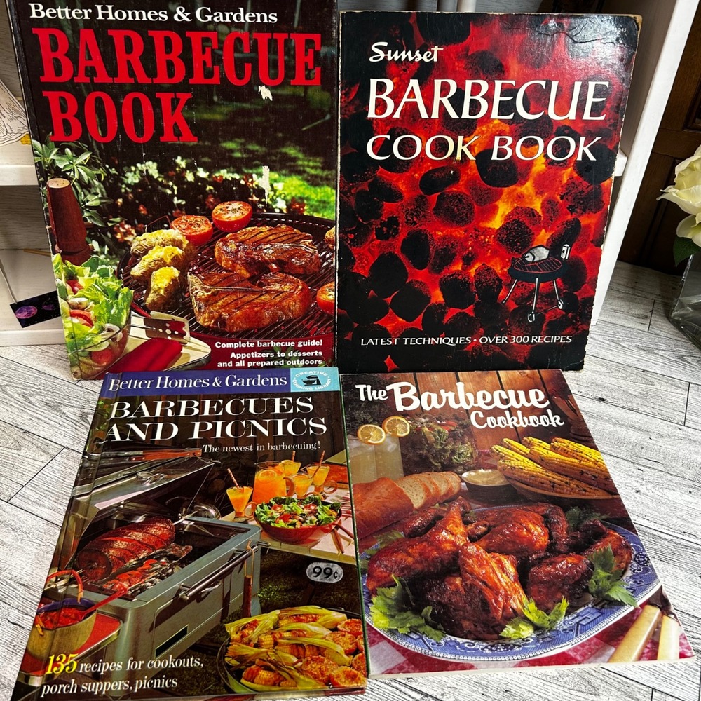 Vintage Barbecue Cookbook Lot Better Homes Gardens Sunset Oxmoor House 1960s-80s